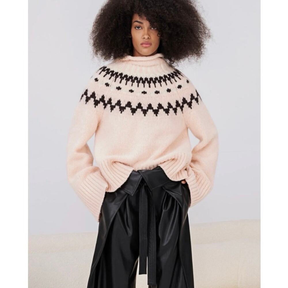 A.L.C. Ruby mock neck fair isle oversized sweater size medium NEW